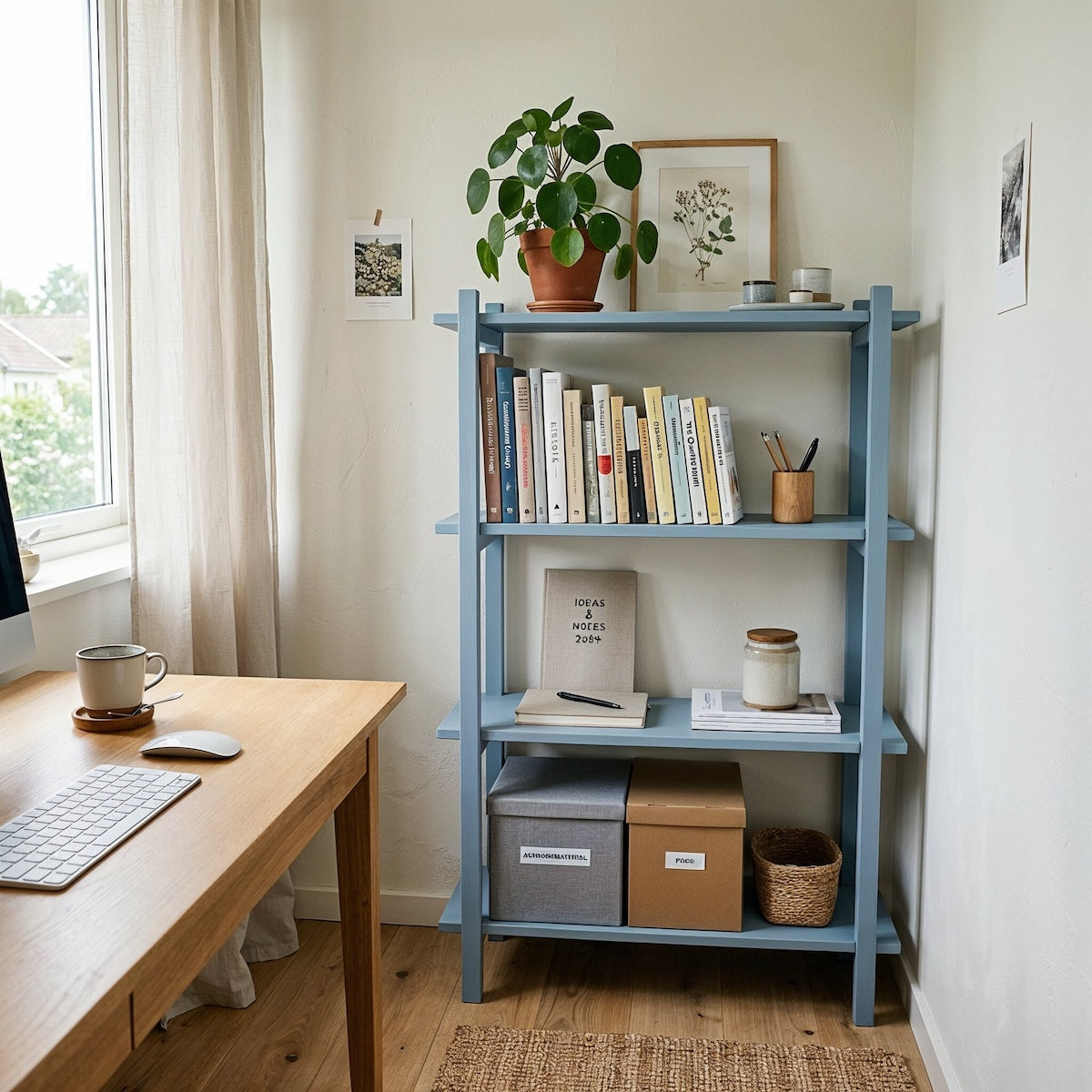 Bücherregal in Harbor von Paint of Walinoon – helles Blaugrau im Arbeitszimmer