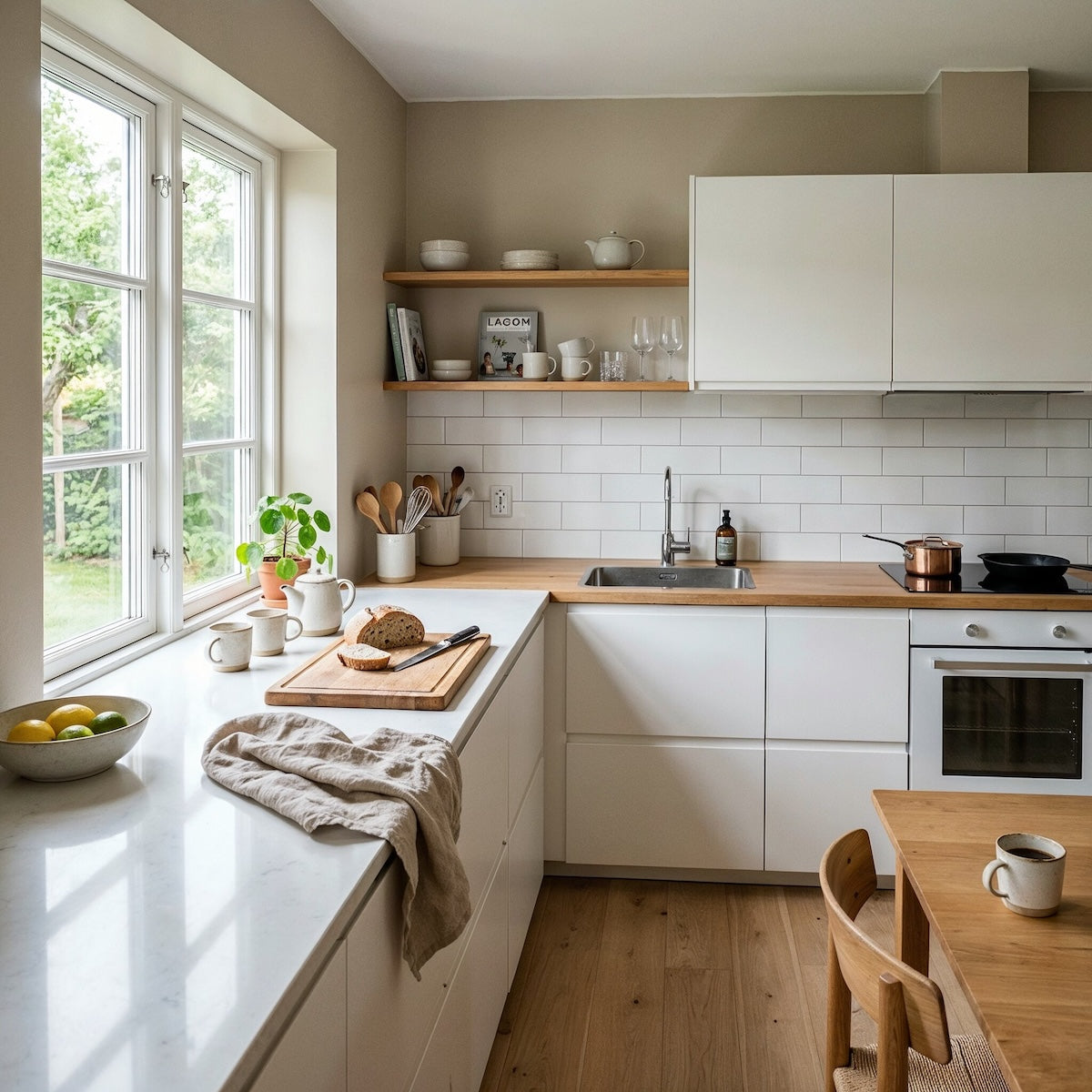 Küche in Sandy Grey von Painting the Past – warmes Sandgrau an der Wand