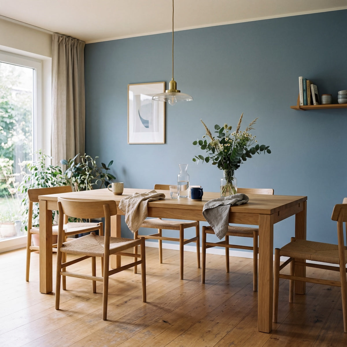 Essbereich in Cool Ocean von Painting the Past – mittleres Blaugrau an der Wand