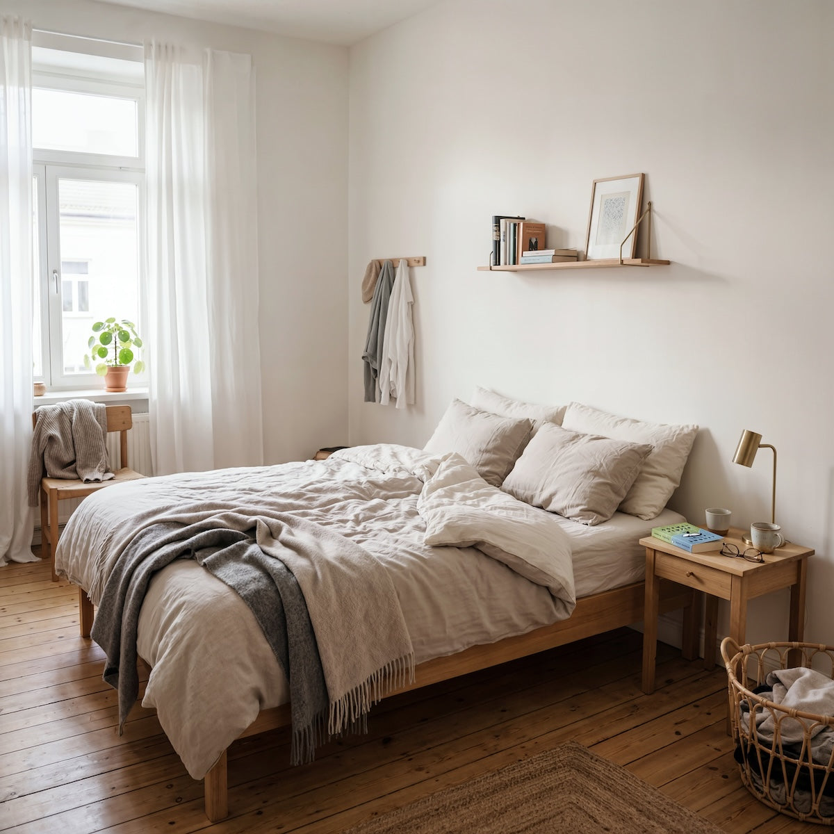 Schlafzimmer in White Lily von Painting the Past – reines Weiß an der Wand