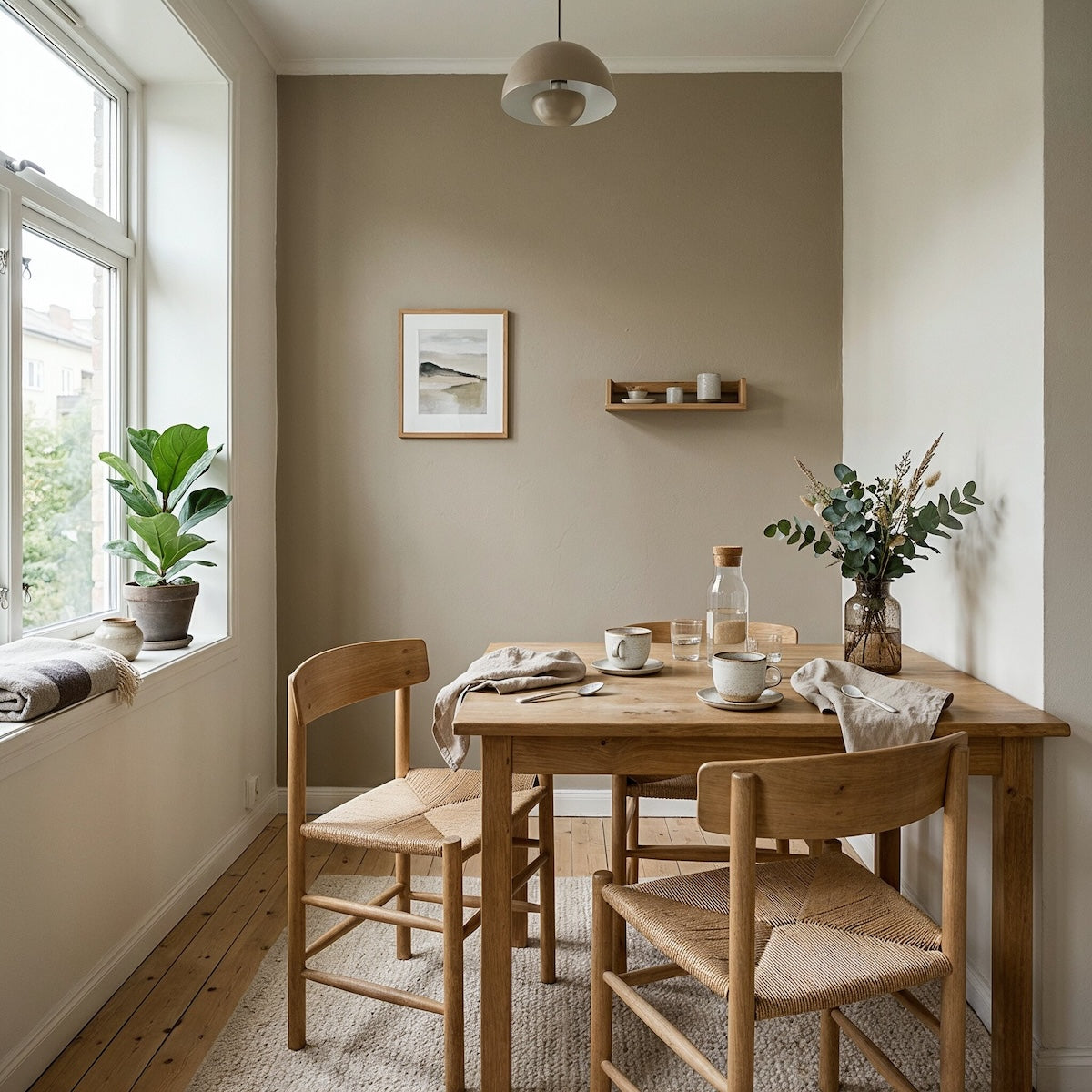 Essbereich in Wood von Painting the Past – warmes Erdbraun an der Wand